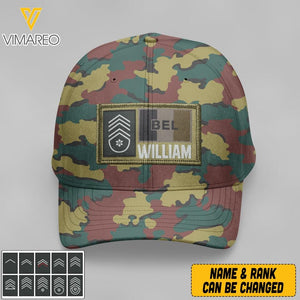 Personalized Belgian Soldier Camo Peaked Cap Printed 22APR-MQ06