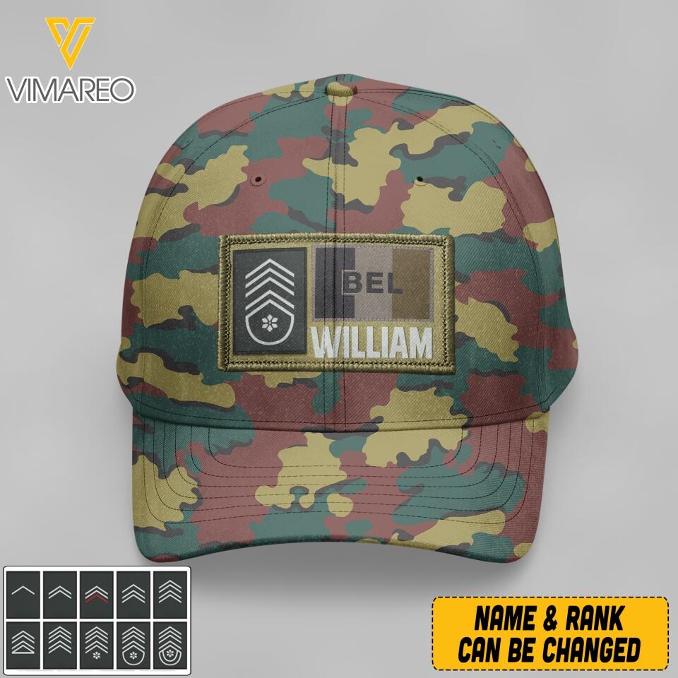 Personalized Belgian Soldier Camo Peaked Cap Printed 22APR-MQ06