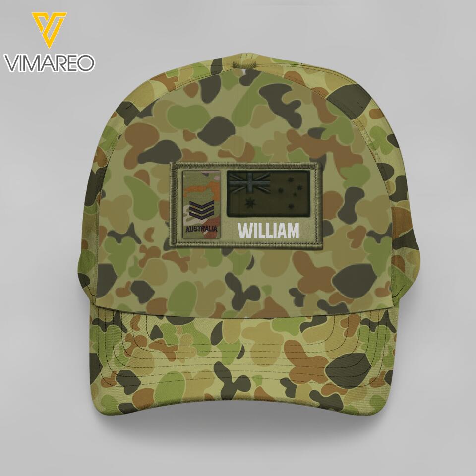 Personalized Australian Soldier Camo Peaked Cap Printed 22APR-MQ07