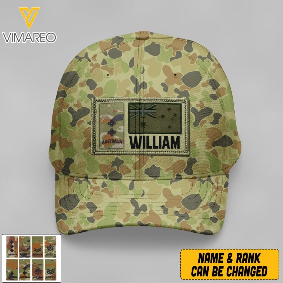 Personalized Australian Soldier Camo Peaked Cap Printed 22APR-MQ07