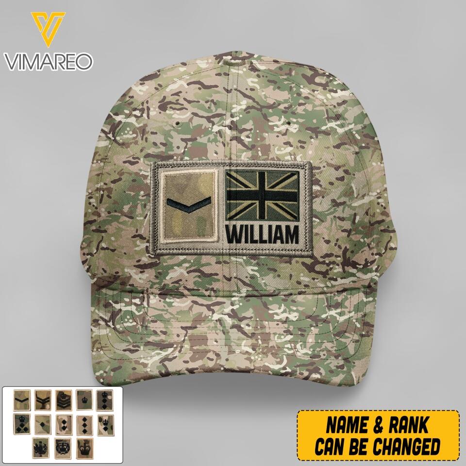 Personalized British Soldier Camo Peaked Cap Printed 22APR-MQ07