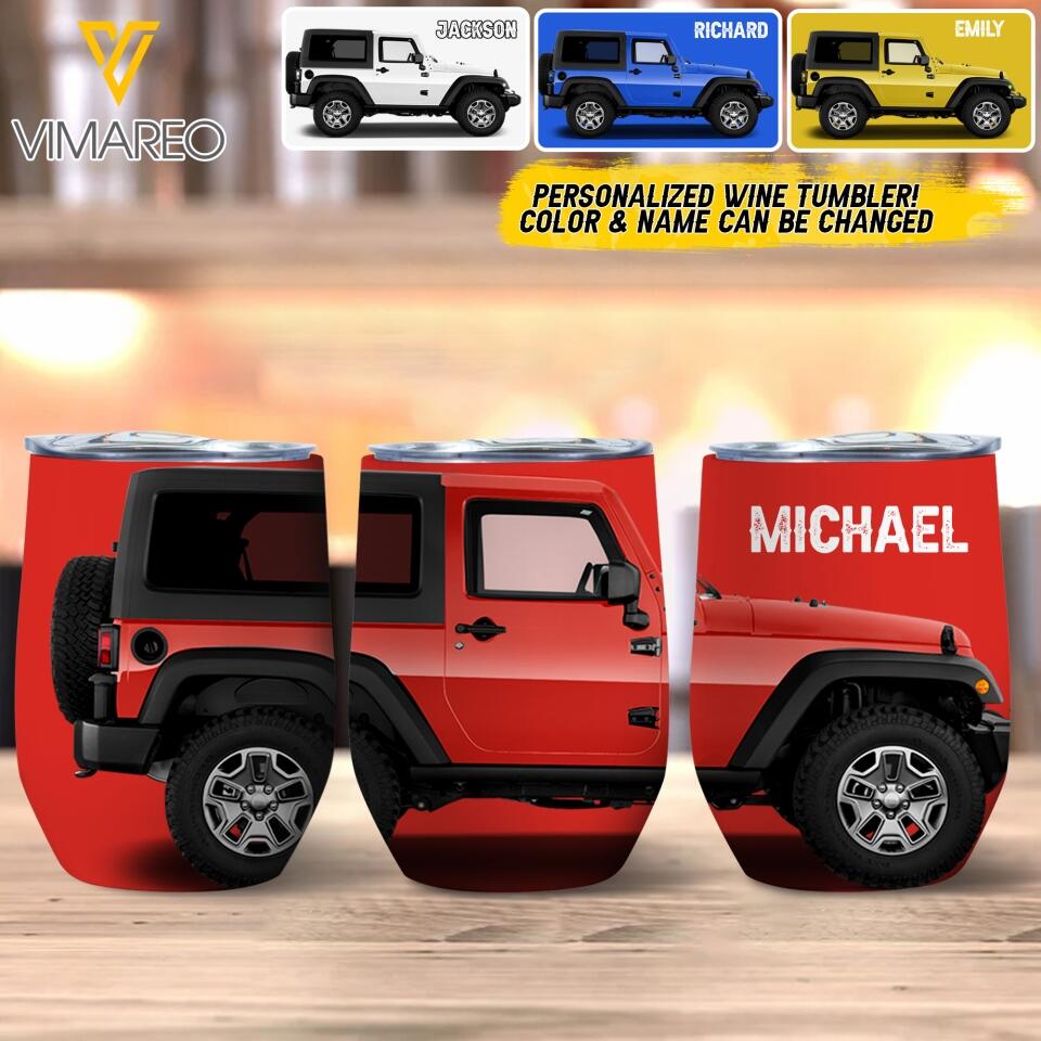 Personalized Jeep Wine Tumbler Printed 22APR-DT07
