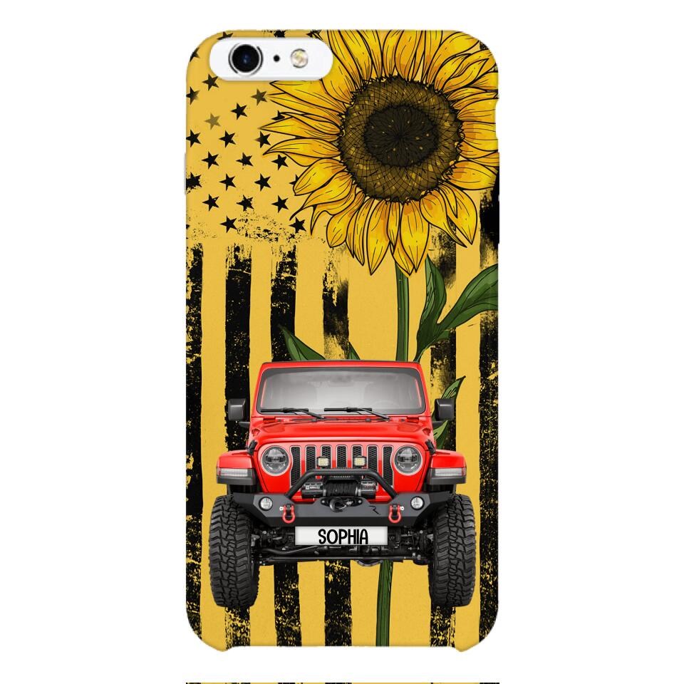 PERSONALIZED JEEP SUNFLOWER PHONECASE QTVQ0804