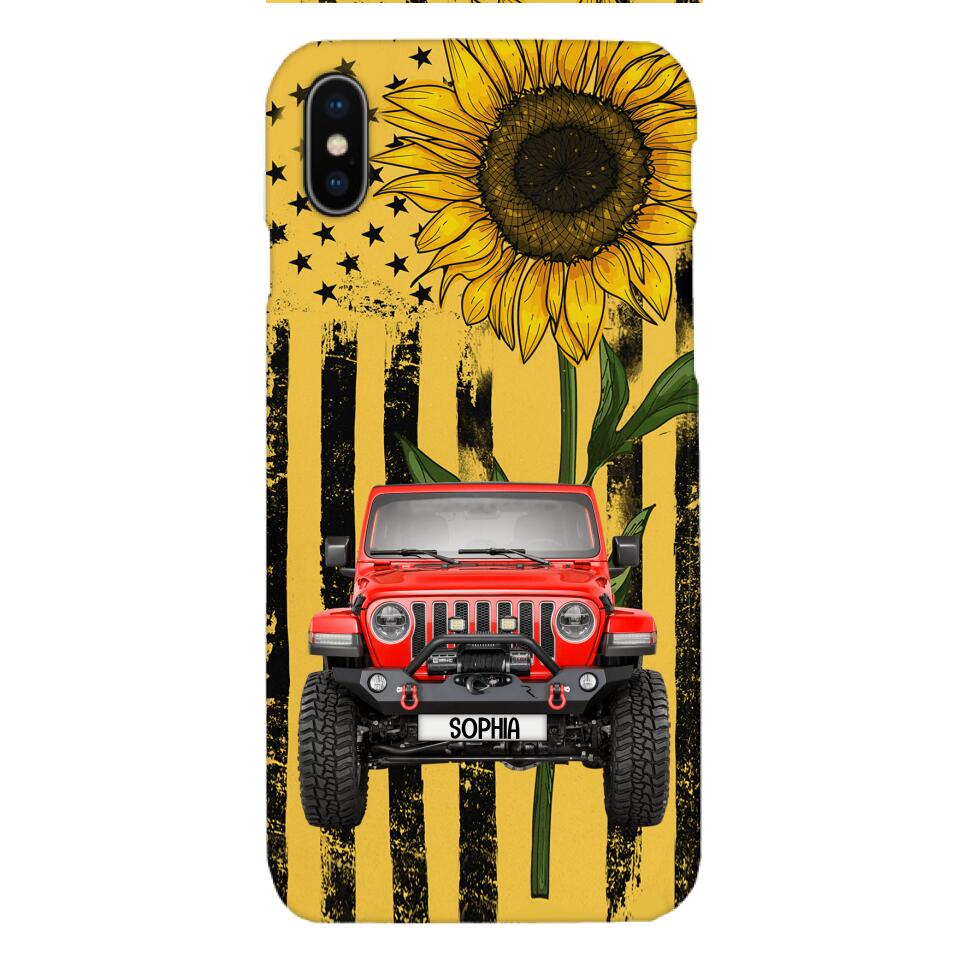 PERSONALIZED JEEP SUNFLOWER PHONECASE QTVQ0804