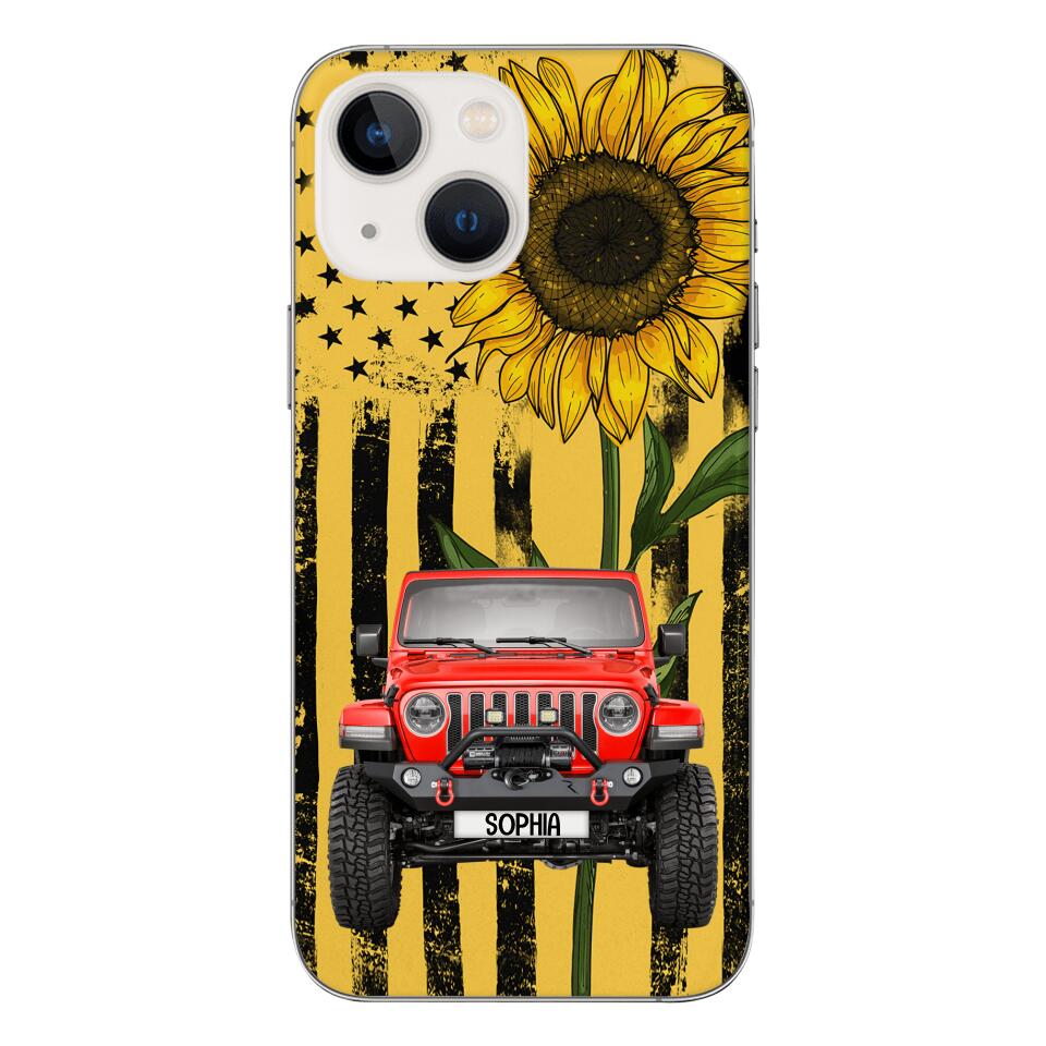 PERSONALIZED JEEP SUNFLOWER PHONECASE QTVQ0804