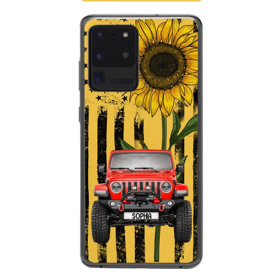 PERSONALIZED JEEP SUNFLOWER PHONECASE QTVQ0804