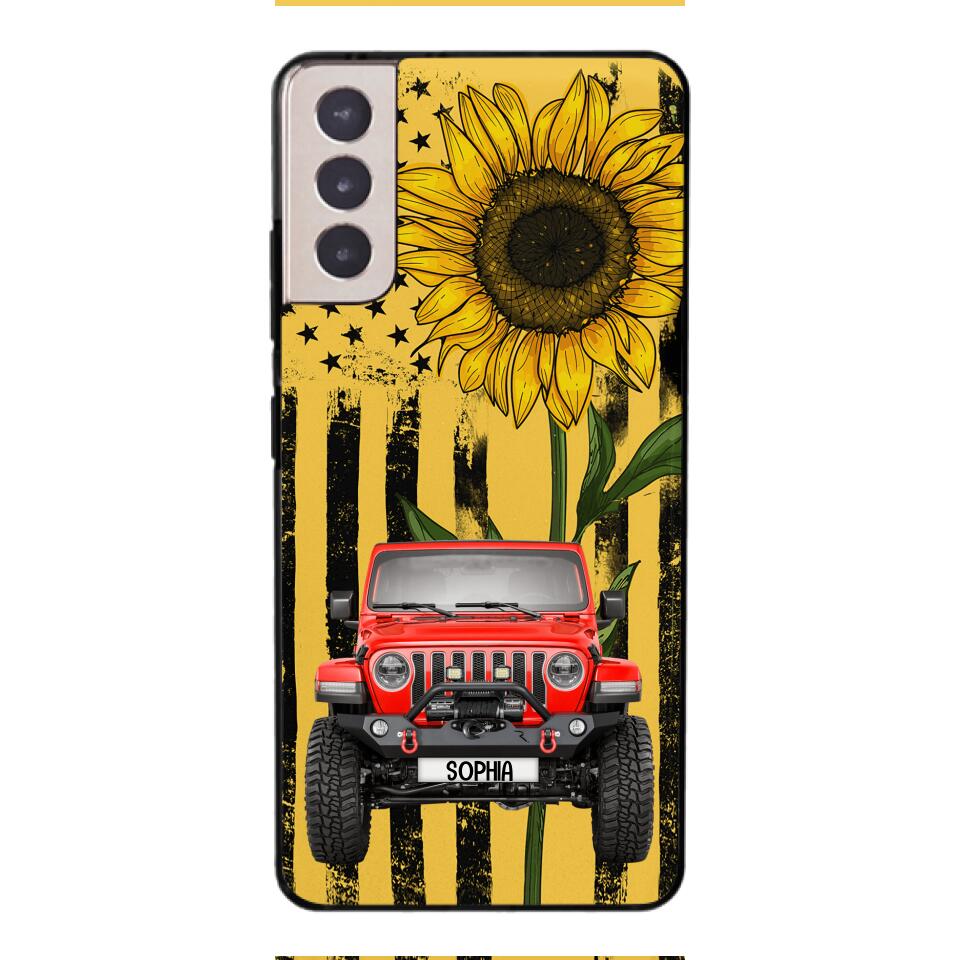PERSONALIZED JEEP SUNFLOWER PHONECASE QTVQ0804