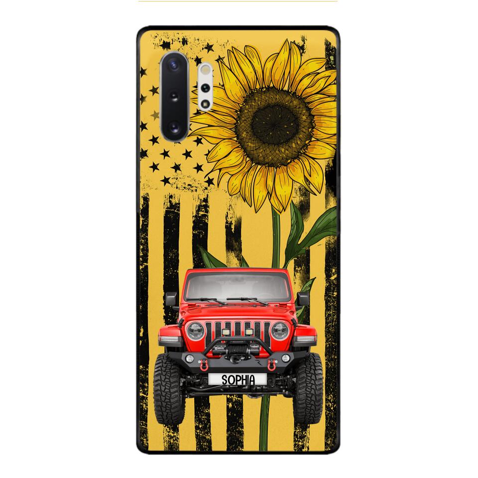 PERSONALIZED JEEP SUNFLOWER PHONECASE QTVQ0804