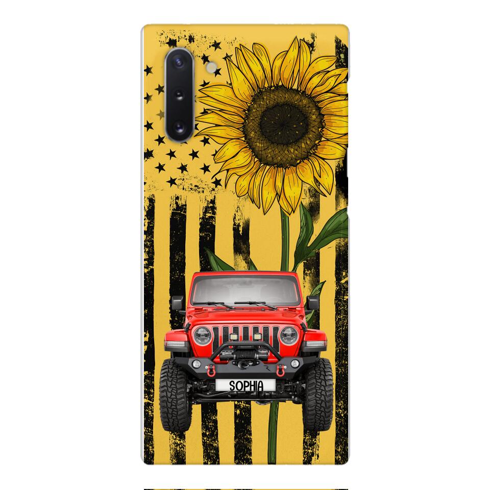 PERSONALIZED JEEP SUNFLOWER PHONECASE QTVQ0804