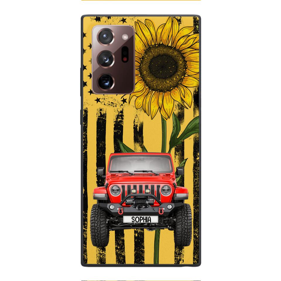 PERSONALIZED JEEP SUNFLOWER PHONECASE QTVQ0804