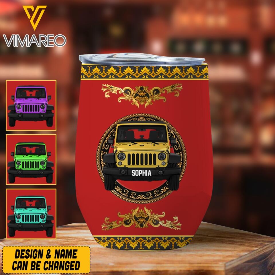 Personalized Jeep Wine Tumbler Printed 22MAR-MQ08