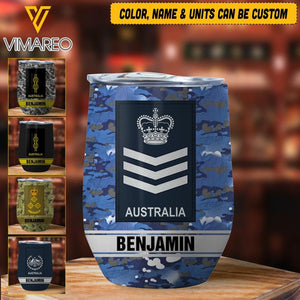 Personalized Australian Soldier Wine Tumbler Printed 22APR-MQ13