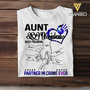 Personalized Auntie and Niece or Nephew Partner In Crime Tshirt QTDT1604