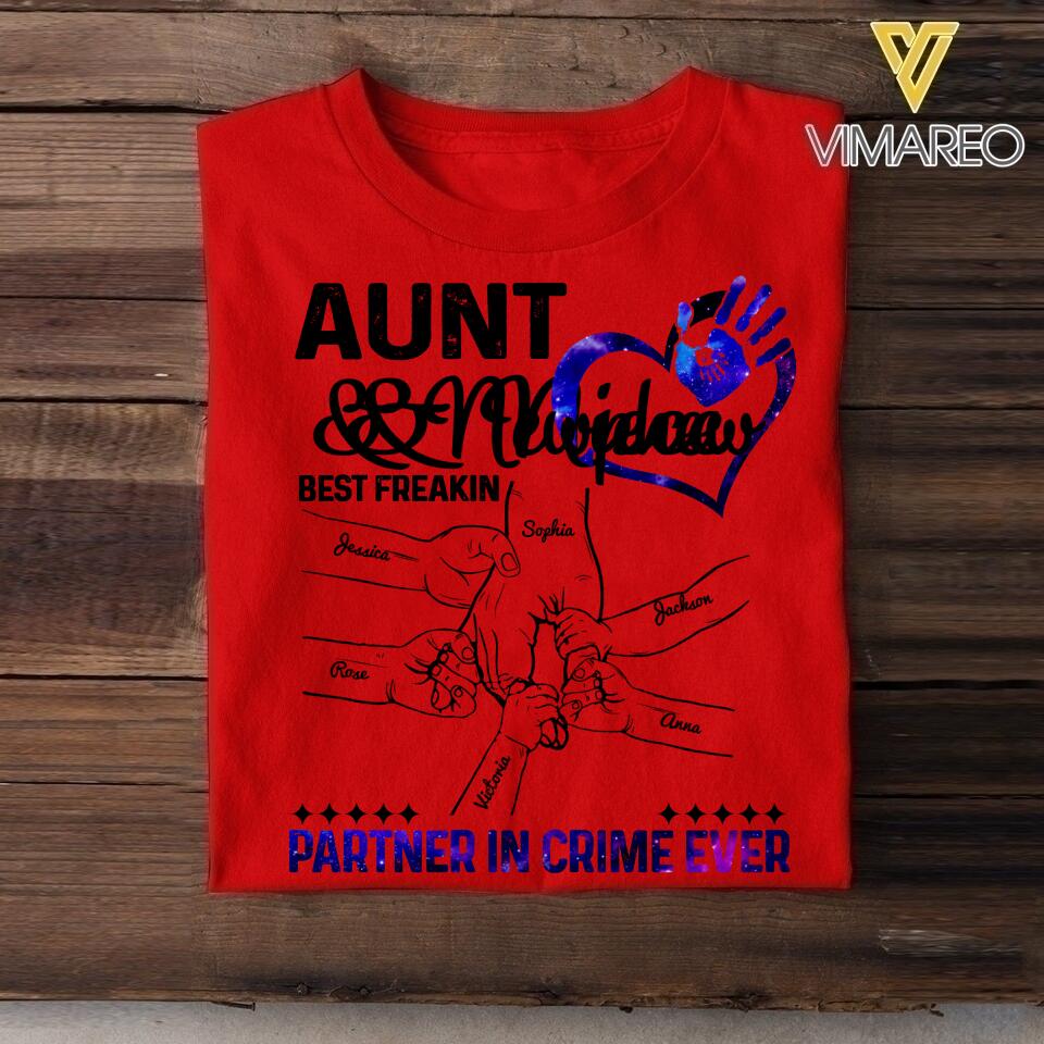 Personalized Auntie and Niece or Nephew Partner In Crime Tshirt QTDT1604
