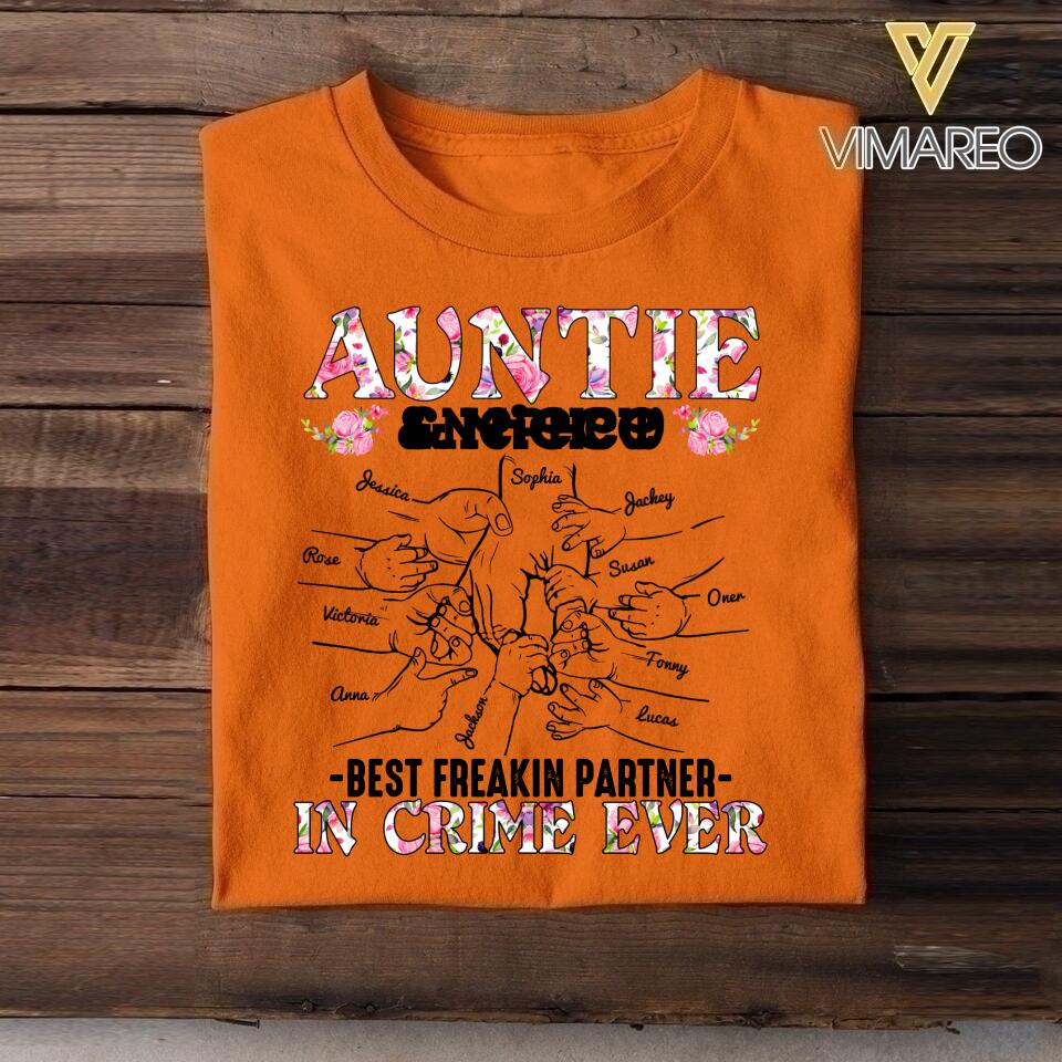 PERSONALIZED AUNTIE NEPHEW OR NIECE BEST FREAKIN PARTNER IN CRIME EVER TSHIRT QTDT1904