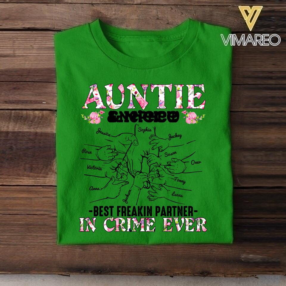 PERSONALIZED AUNTIE NEPHEW OR NIECE BEST FREAKIN PARTNER IN CRIME EVER TSHIRT QTDT1904