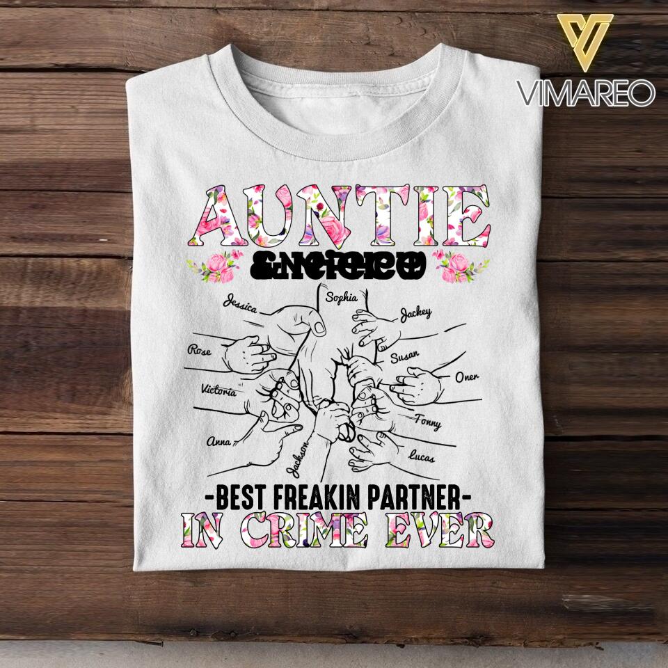 PERSONALIZED AUNTIE NEPHEW OR NIECE BEST FREAKIN PARTNER IN CRIME EVER TSHIRT QTDT1904