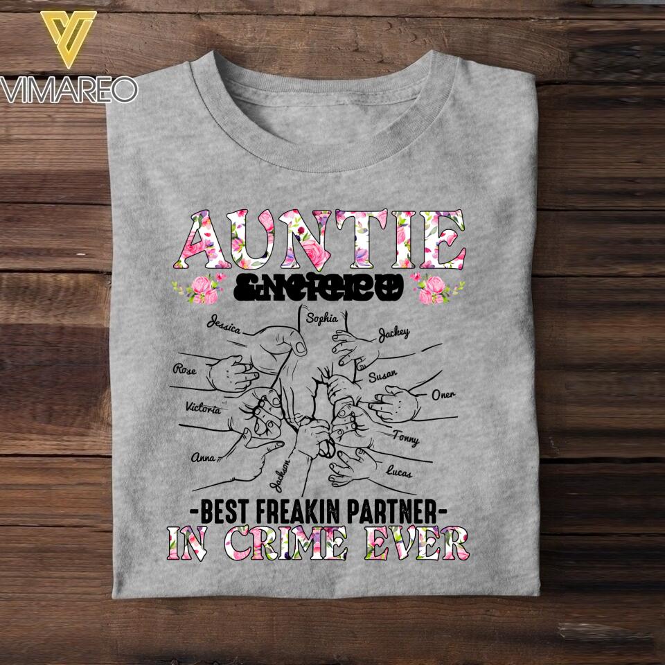 PERSONALIZED AUNTIE NEPHEW OR NIECE BEST FREAKIN PARTNER IN CRIME EVER TSHIRT QTDT1904