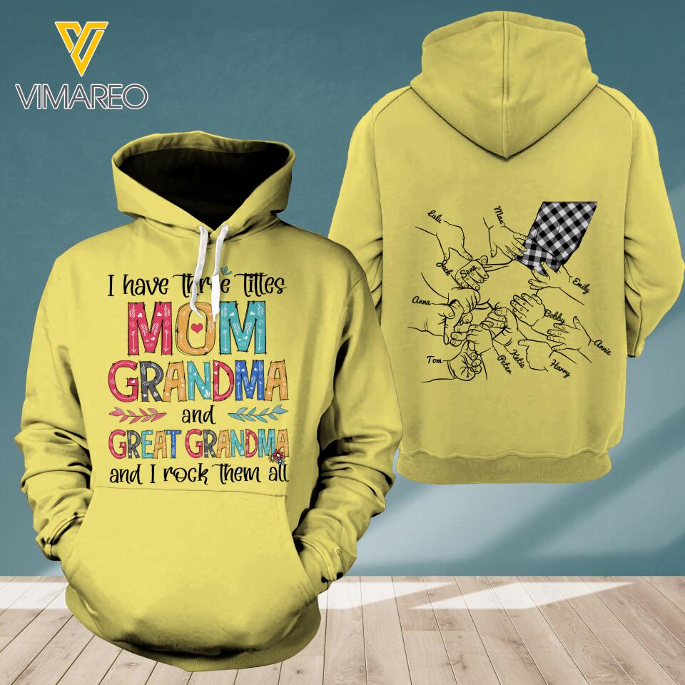 DH Personalized Mom Grandma & Great Grandma Hoodie 3D Printed DT2004