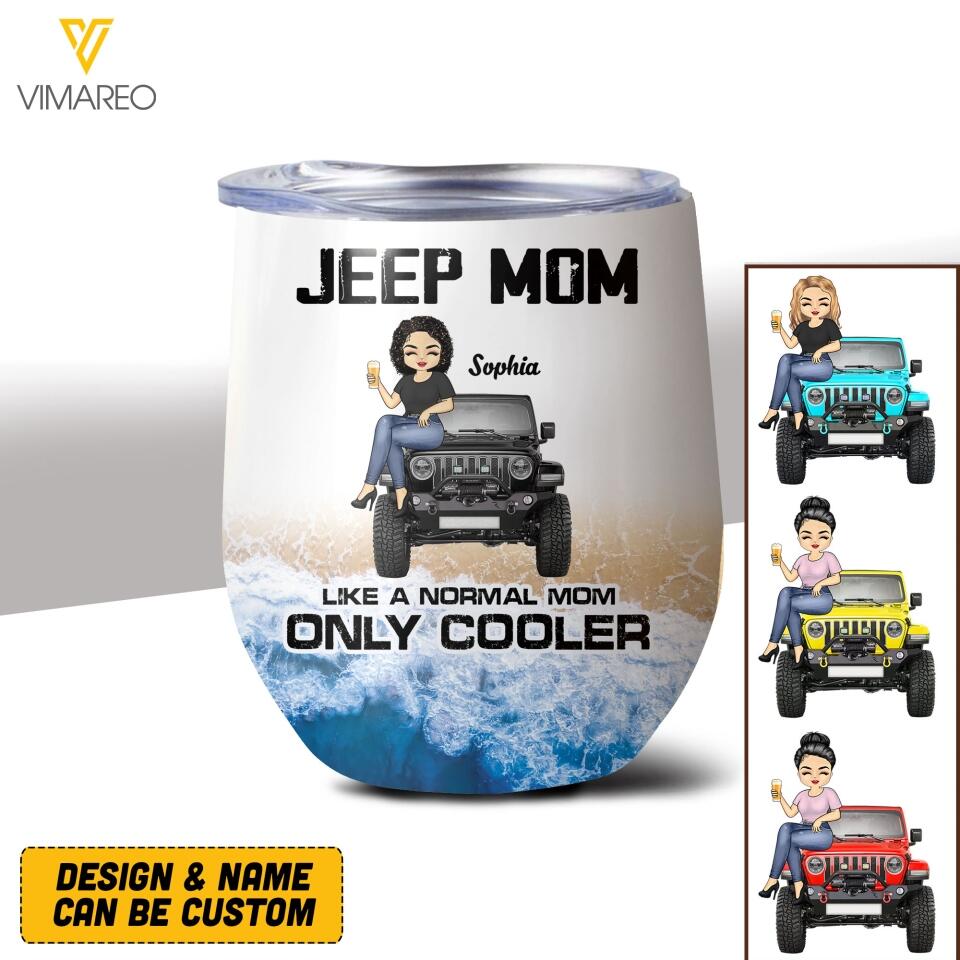 DH Personalized Jeep Mom Wine Tumbler Printed HQ214