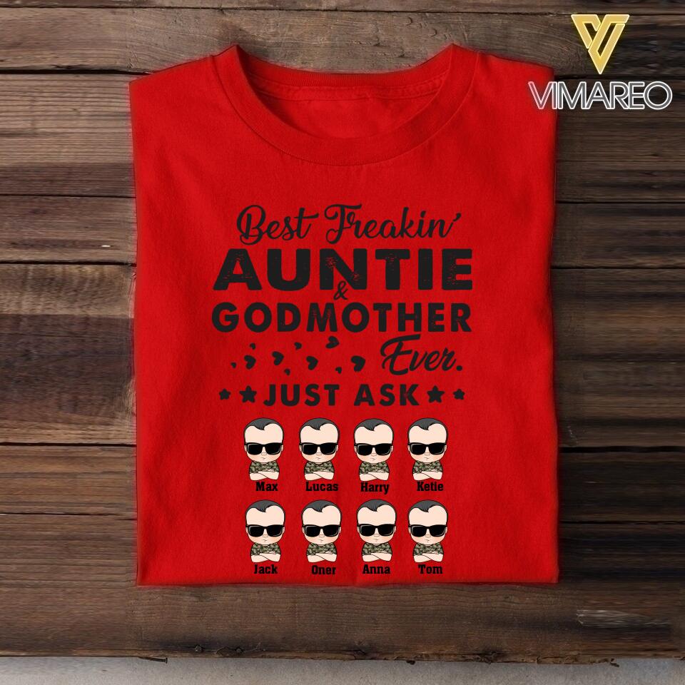 Personalized Best Freakin' Auntie & Godmother Ever Tshirt Printed 22APR-HC23
