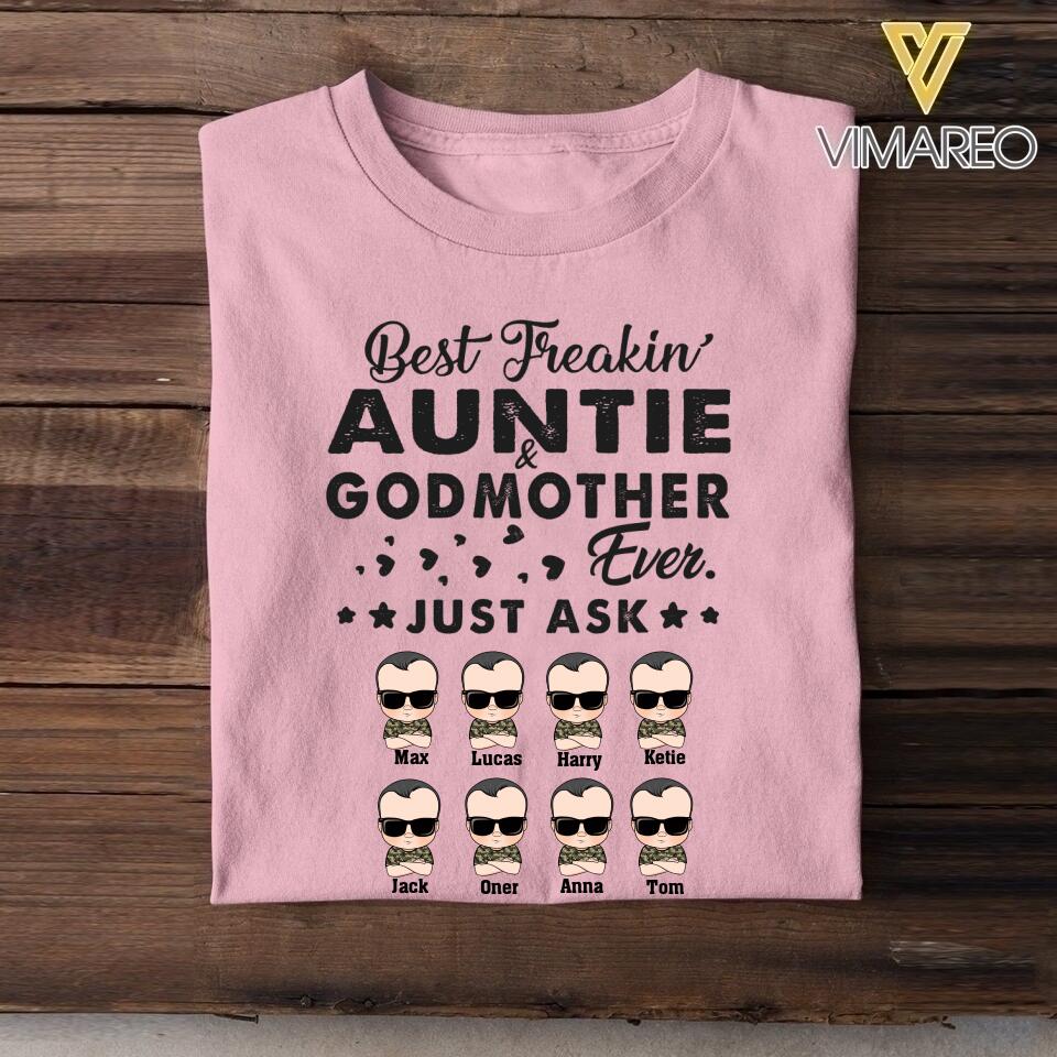 Personalized Best Freakin' Auntie & Godmother Ever Tshirt Printed 22APR-HC23