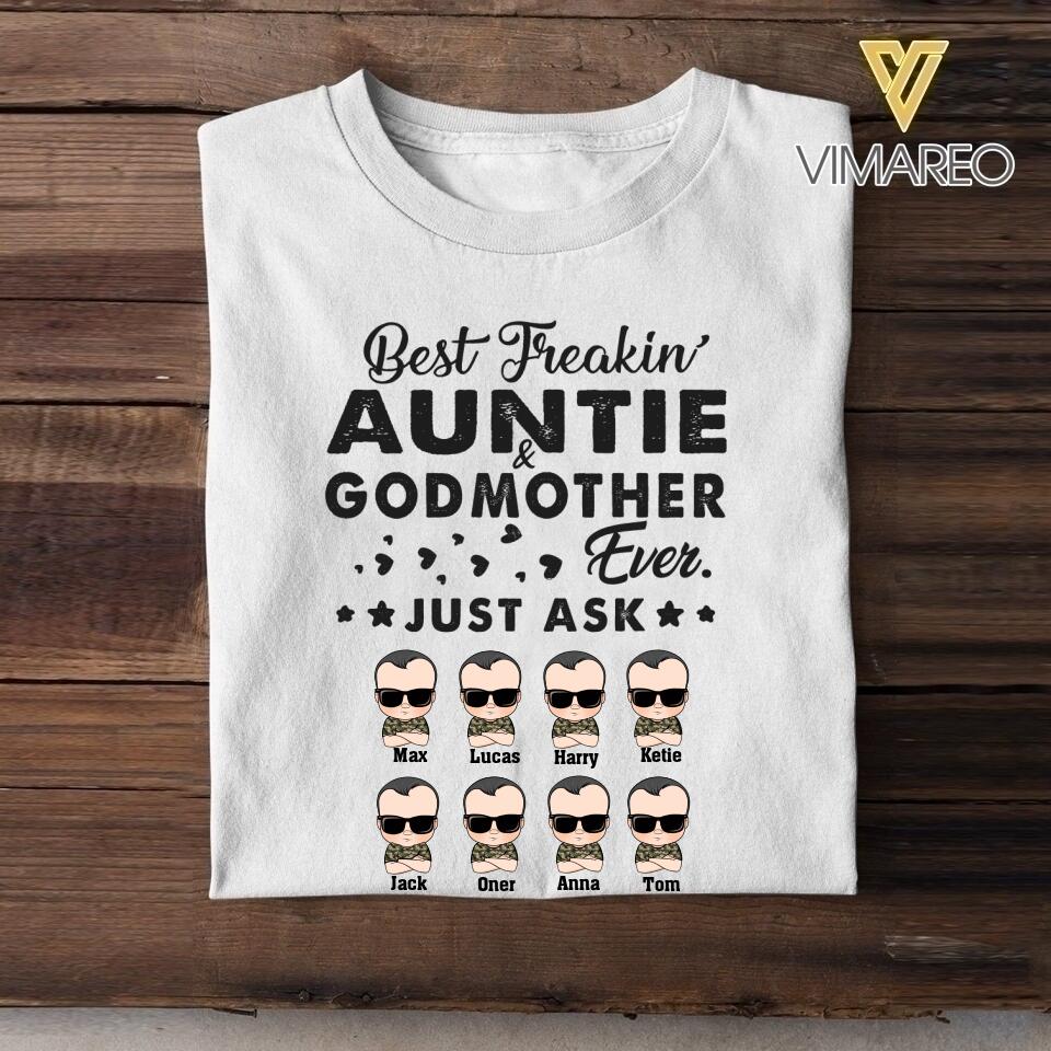 Personalized Best Freakin' Auntie & Godmother Ever Tshirt Printed 22APR-HC23