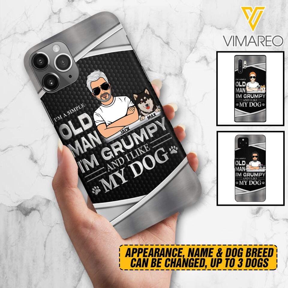 Personalized Simple Grumpy Old Man And Dog Phone Case Printed 22APR-HC26