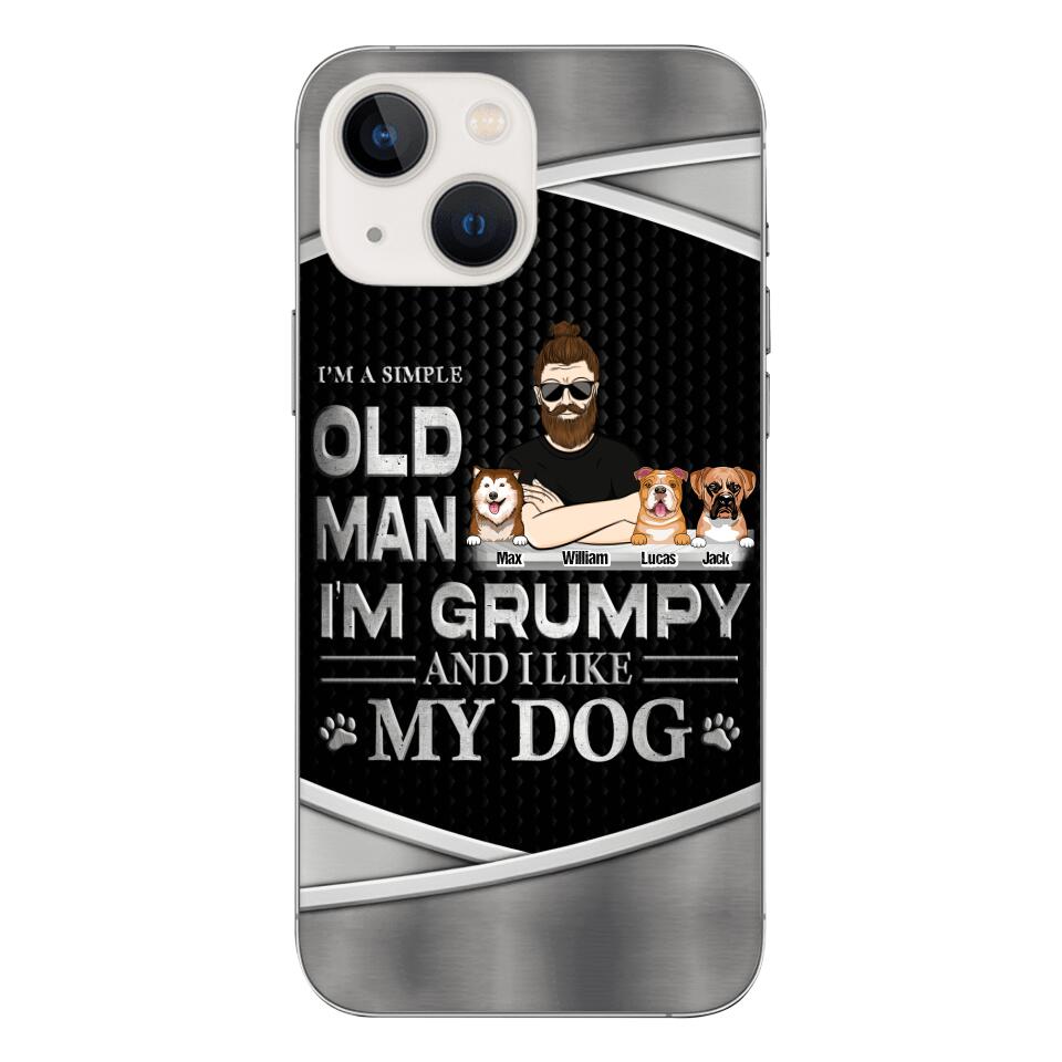 Personalized Simple Grumpy Old Man And Dog Phone Case Printed 22APR-HC26