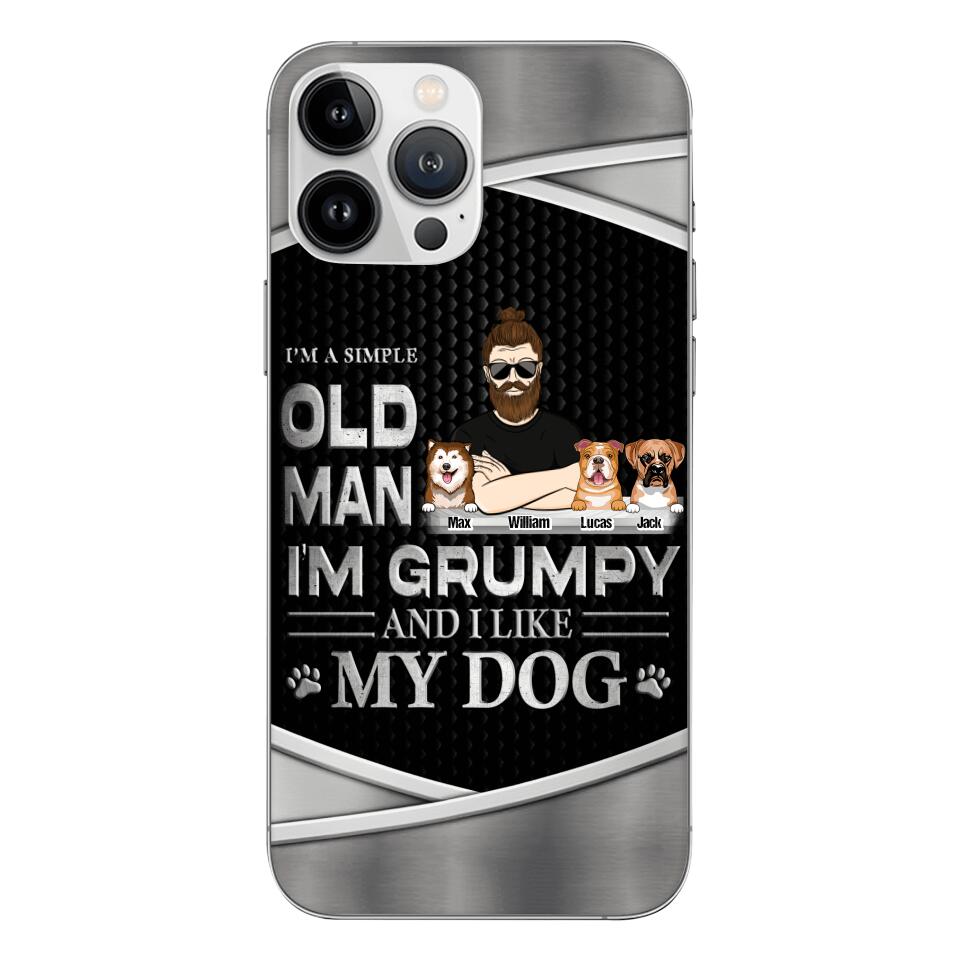Personalized Simple Grumpy Old Man And Dog Phone Case Printed 22APR-HC26