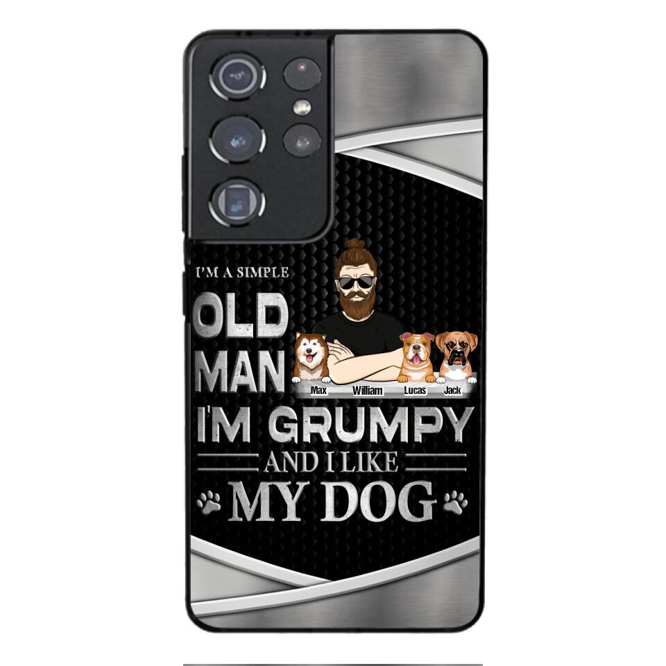 Personalized Simple Grumpy Old Man And Dog Phone Case Printed 22APR-HC26