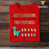 PERSONALIZED JUST A MOM GRANDMA TRYING TO RAISE TINY HUMANS TSHIRT QTVQ2704