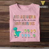 PERSONALIZED JUST A MOM GRANDMA TRYING TO RAISE TINY HUMANS TSHIRT QTVQ2704