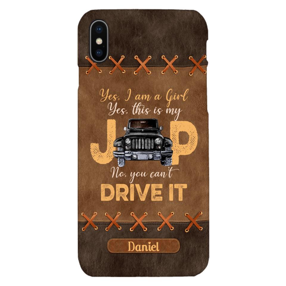 Personalized Jeep Girl Leather Print Phonecase