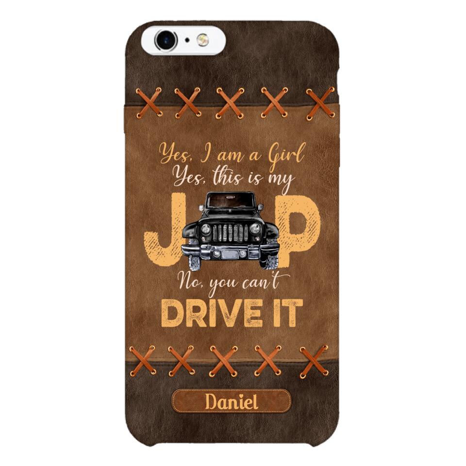 Personalized Jeep Girl Leather Print Phonecase