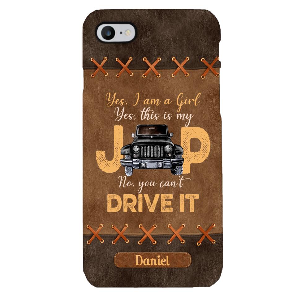 Personalized Jeep Girl Leather Print Phonecase