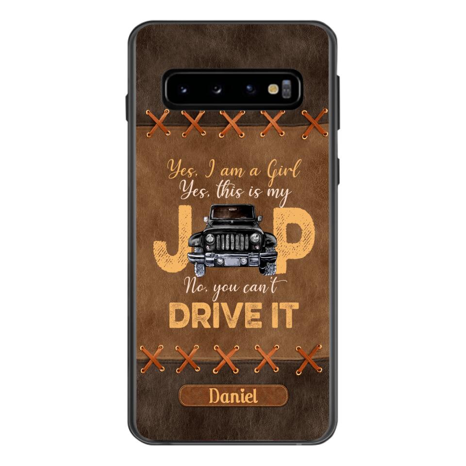 Personalized Jeep Girl Leather Print Phonecase