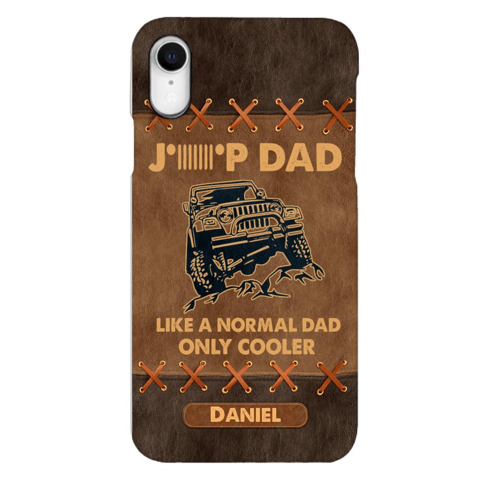 Personalized Jeep Dad Leather Print Phonecase Father's Day Gifts