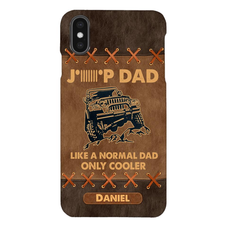Personalized Jeep Dad Leather Print Phonecase Father's Day Gifts