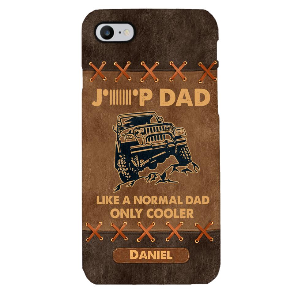 Personalized Jeep Dad Leather Print Phonecase Father's Day Gifts