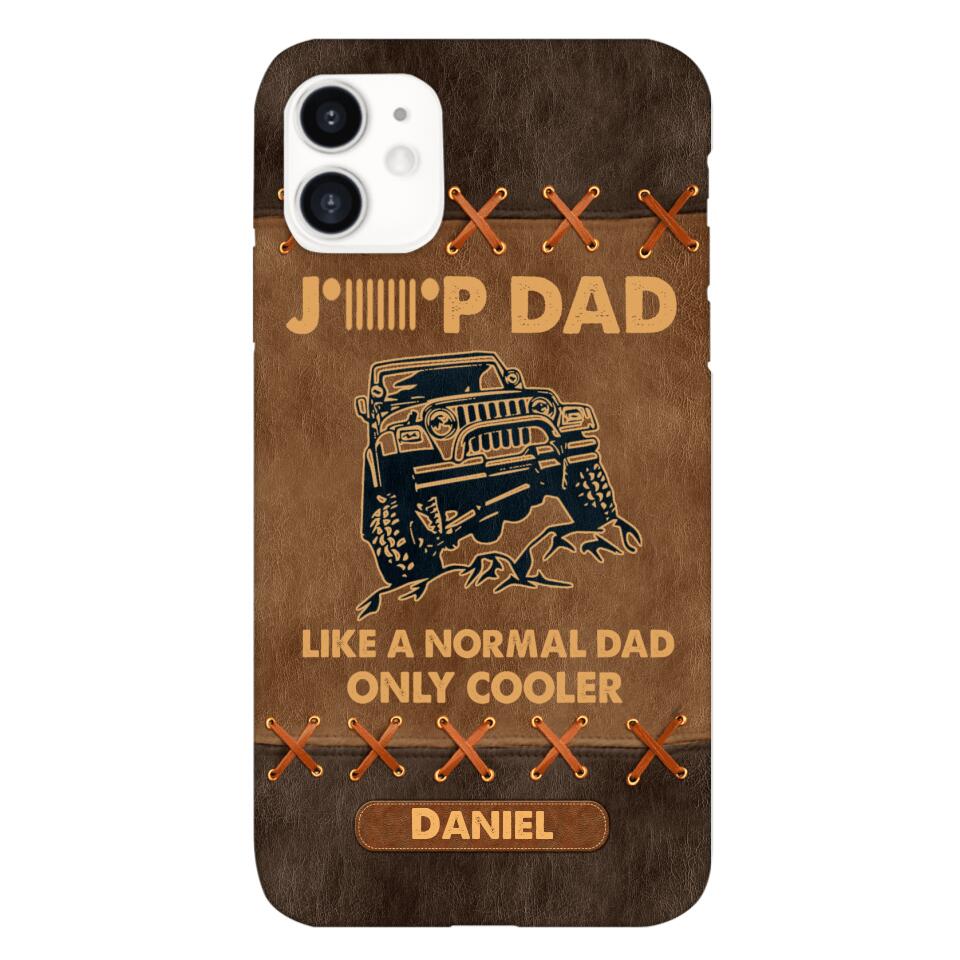 Personalized Jeep Dad Leather Print Phonecase Father's Day Gifts