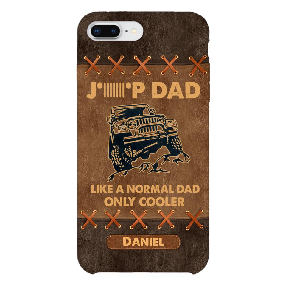 Personalized Jeep Dad Leather Print Phonecase Father's Day Gifts