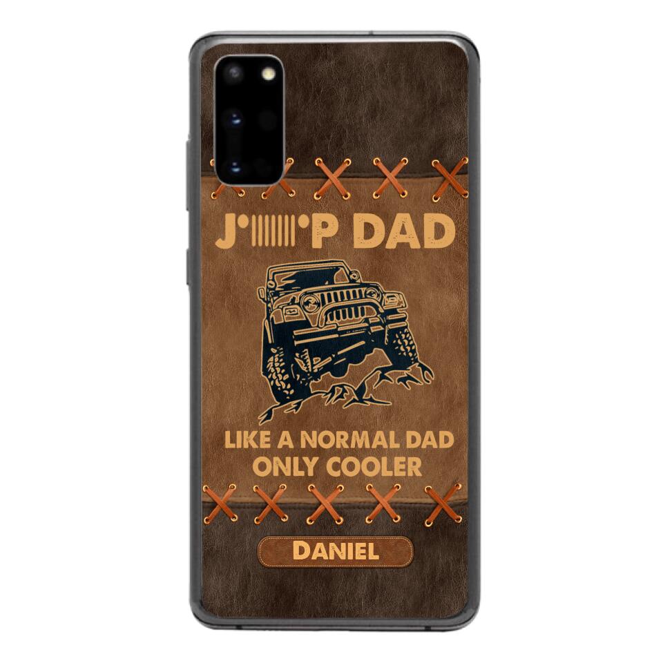 Personalized Jeep Dad Leather Print Phonecase Father's Day Gifts