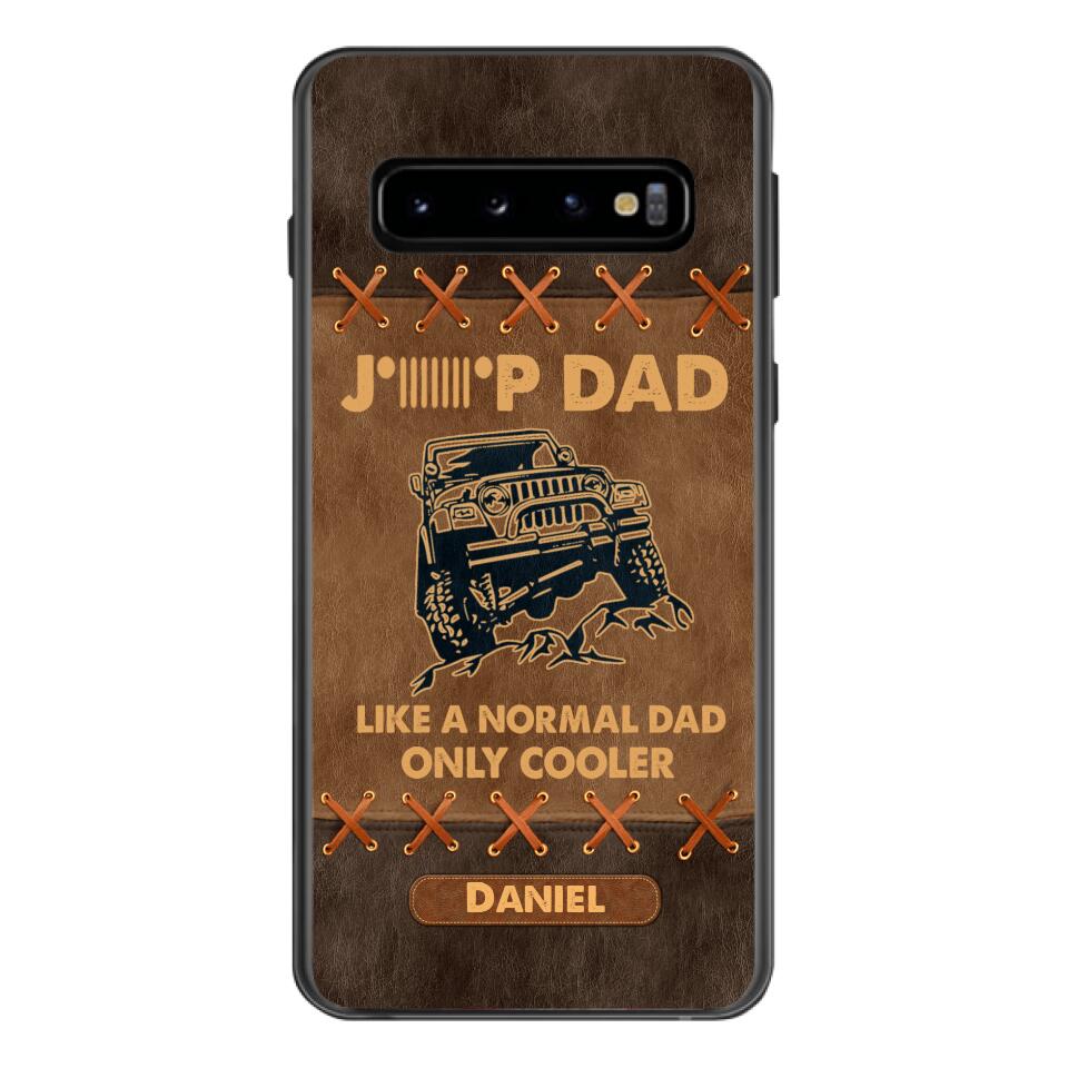 Personalized Jeep Dad Leather Print Phonecase Father's Day Gifts
