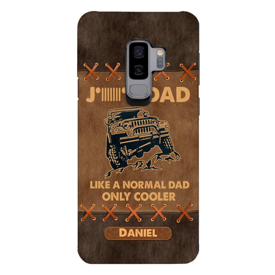 Personalized Jeep Dad Leather Print Phonecase Father's Day Gifts