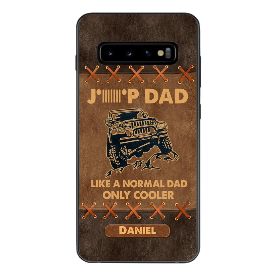 Personalized Jeep Dad Leather Print Phonecase Father's Day Gifts