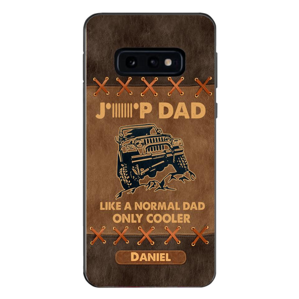 Personalized Jeep Dad Leather Print Phonecase Father's Day Gifts
