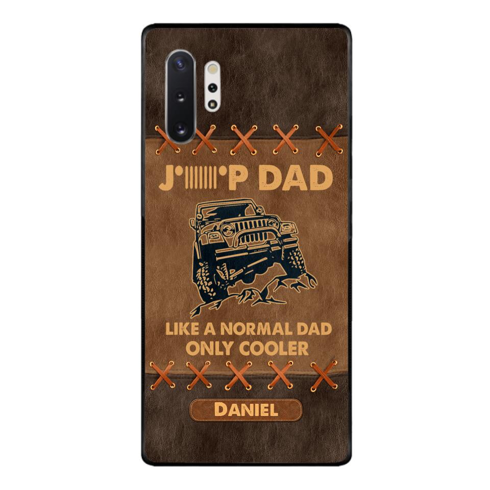 Personalized Jeep Dad Leather Print Phonecase Father's Day Gifts
