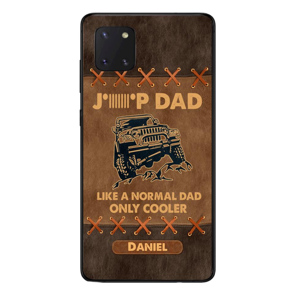 Personalized Jeep Dad Leather Print Phonecase Father's Day Gifts