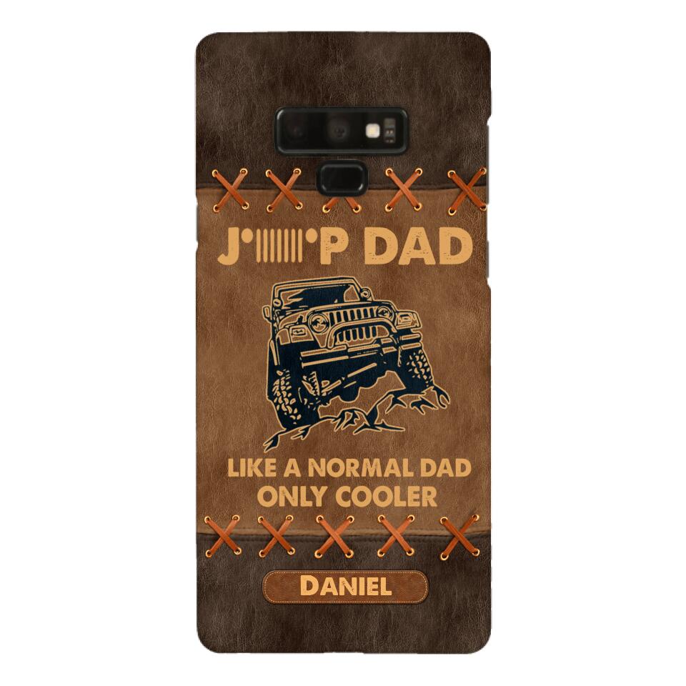 Personalized Jeep Dad Leather Print Phonecase Father's Day Gifts